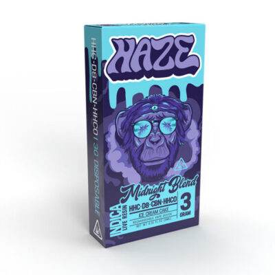 Haze Midnight Blend HHC + HHC-O + Delta 8 + CBN THC Vape Pen 3g - Ice Cream Cake (Indica)