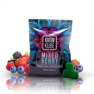 Kush Kube Kratom Kube MIT Caffeine Gummies Mixed Berry 10ct 500mg