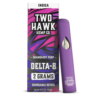 Two Hawk Extracts Live Resin Delta 8 THC Vape Pen 2g - Granddaddy Purp (Indica)