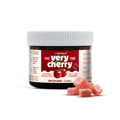 CBDistillery Very Cherry Full Spectrum THC + CBD Gummies Cherry – 30 Count
