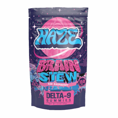 Haze Brain Stew D9 Gummies 100mg Red Raspberry 8packs 10 count