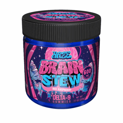 Haze Brain Stew D9 Gummies 600mg - Red Raspberry (Hybrid)