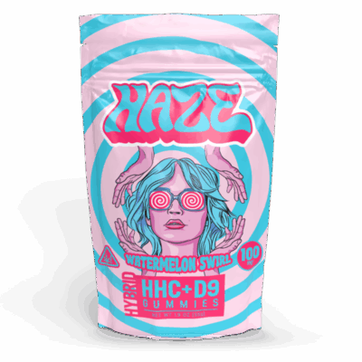 Haze HHC+D9 Gummies 100mg – Watermelon Swirl (Hybrid)