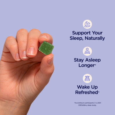 CBDistillery shhh Distilled Broad Spectrum CBD + Melatonin Sleep Gummies Wild Berry 30MG – 30 Count