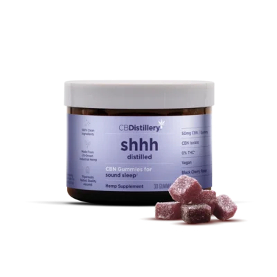 CBDistillery shhh Distilled CBN Isolate Sound Sleep Gummies Black Cherry – 30 Count