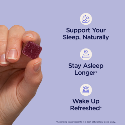 CBDistillery shhh Distilled CBN Isolate Sound Sleep Gummies Black Cherry – 30 Count