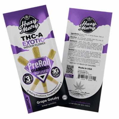 Hazy Mary 3g Exotic Indoor Diamond Infused Prerolls