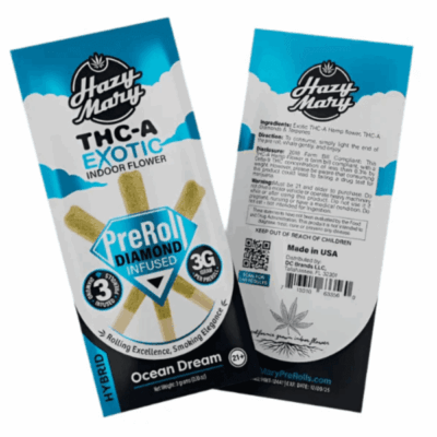 Hazy Mary 3g Exotic Indoor Diamond Infused Prerolls