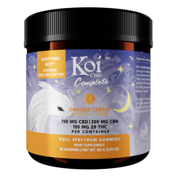 Koi CBD – Delta 9 Gummies – D9:CBN:CBD Complete Nighttime Rest – Orange Cream – 30 Count Jar