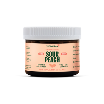 CBDistillery 5mg THC 25mg CBD Gummies Sour Peach