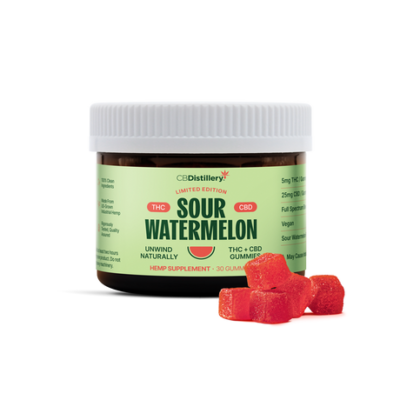 CBDistillery 5mg THC + 25mg CBD Gummies - Sour Watermelon