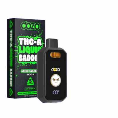 Dozo_THC-A_Liquid_Badder_5G_Disposable_Vape_Green_Gushers