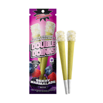 Delta Munchies 2g THCA Diamond Double Doinks Berry Marmalade strain – sativa THCA diamond-infused prerolls with sweet berry flavor