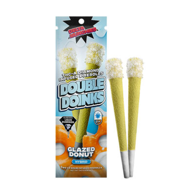 Delta Munchies 2g THCA Diamond Double Doinks Glazed Donut strain – hybrid THCA diamond prerolls with vanilla and sugar notes
