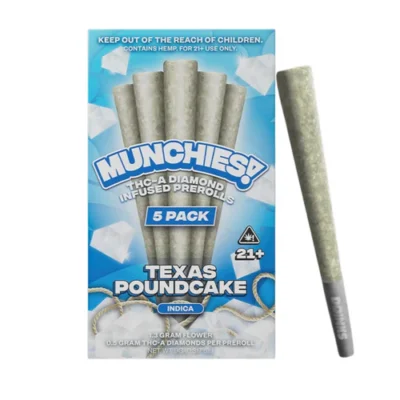 Delta Munchies – THC-A Diamond Infused Prerolls – Texas Poundcake