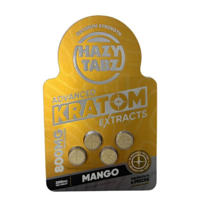Hazy Tabz – Advanced Kratom Extract Tablets Maximum Strength 800mg – 4 Count Mango