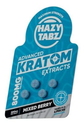 Hazy Tabz – Advanced Kratom Extract Tablets Maximum Strength 800mg – 4 Count Mixed Berry