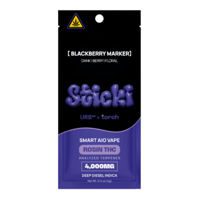 URB x Torch – Sticki Smart AIO Vape Rosin THC 4000mg Blackberry Marker