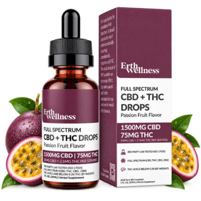 Erth Wellness Full Spectrum CBD + THC Relief Drops Passion Fruit 30mL