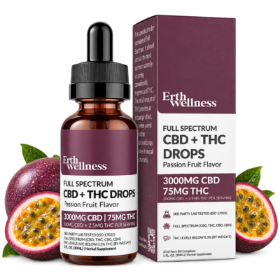 Erth Wellness Full Spectrum CBD + THC Relief Drops Passion Fruit 30mL