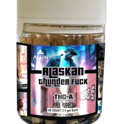 THC-A Diamond Infused Preroll Jar | Alaskan Thunder Fuck Sativa | 40% THC-A