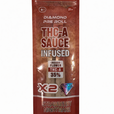 Lost THC Strawberry Nightmare THCa sauce infused pre-rolls 35 percent THCa 2ct 4g sativa