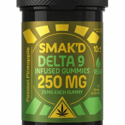Smak’d Delta 9 Passion Pineapple 250mg 10ct Vegan Gummies