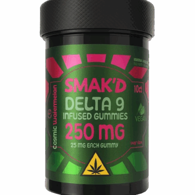 Smak’d Delta 9 Cosmic Watermelon 250mg 10ct Vegan Gummies
