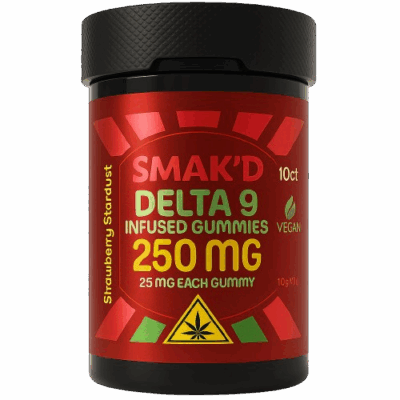 Smak’d Delta 9 Strawberry Stardust 250mg 10ct Vegan Gummies