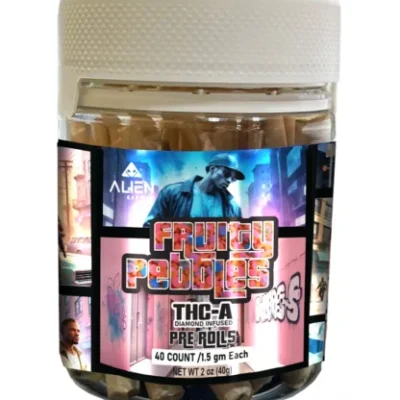 THC-A Diamond Infused Preroll Jar | Fruity Pebble Sativa | 40% THC-A