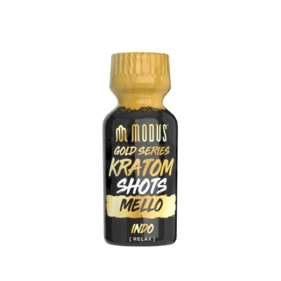 Modus Gold Series Kratom Shot Mello Indo liquid kratom extract bottle