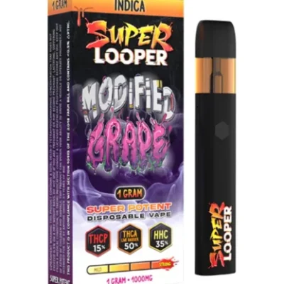 Super Looper D90 Disposable Vape 1g Modified Grape Indica THCA THCP HHC