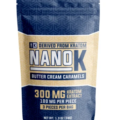 NanoK – Butter Cream Caramel Kratom Extract Edibles | 300mg Bag • 100mg per Piece | 3ct