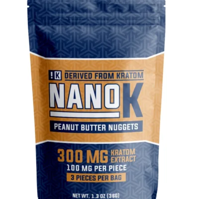 NanoK – Peanut Butter Nuggets Kratom Extract Edibles | 300mg Bag • 100mg per Piece | 3ct
