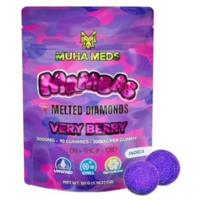 Muha Meds – Very Berry Melted Diamonds Gummies | D9 • THCP • CBD | Indica | 3000mg | 10ct
