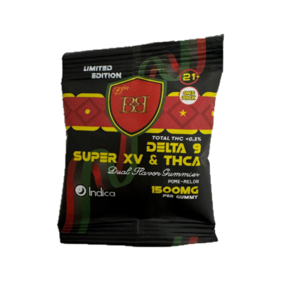 bud buddy thca delta 9 super xv gummy pome-melon dual flavor 1500mg 1ct