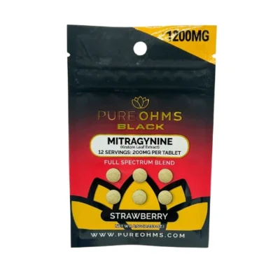 Pure Ohms Black Full Spectrum Kratom Tablets 1200mg