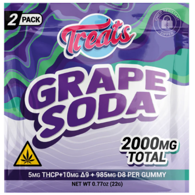 Treats High Dose Grape Soda Gummies 2000mg THCP Delta-9 Delta-8 2 Pack