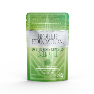 Higher Education Green Apple Delta-9 Live Resin Gummies 1200mg Sativa