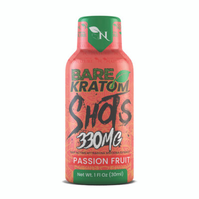 Bare Kratom Passion Fruit Shot 330mg fast acting Mitragyna Speciosa extract 30ml bottle