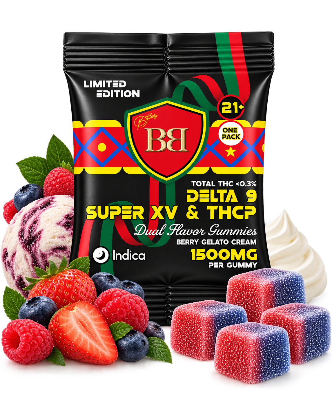 Bud Buddy Super XV D9 THCP Gummies Dual Flavor 1500mg 1ct