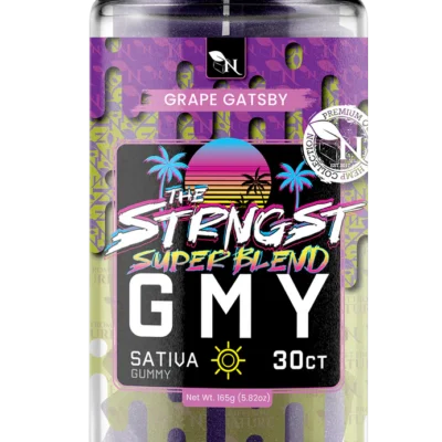 Strngst Super Blend gummies Grape Gatsby sativa jar 30ct 200mg