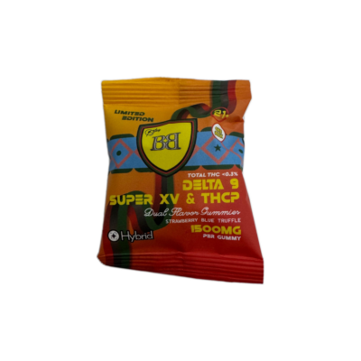 bud buddy super xv delta 9 thcp gummy strawberry blue truffle dual flavor 1500mg 1ct
