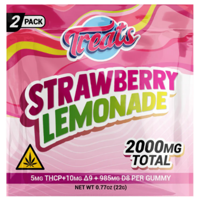Treats High Dose Strawberry Lemonade Gummies 2000mg THCP Delta-9 Delta-8 2 Pack
