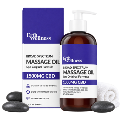 Erth Wellness Broad Spectrum Massage Oil CBD CBG CBN Spa Original 8 fl oz