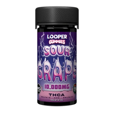 Looper THCA Sour Grape Gummies 10000mg jar