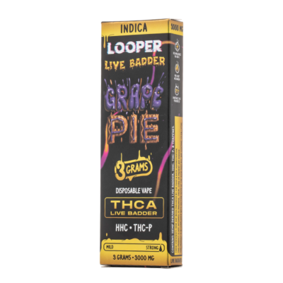 Looper Live Badder THCA Disposable Vape 3G Grape Pie Indica
