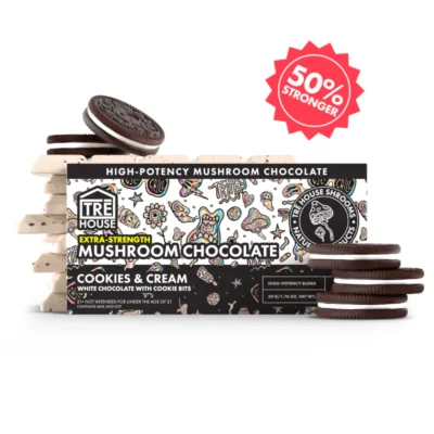 TRĒ House Extra Strength Mushroom Chocolate Bar – Cookies & Cream