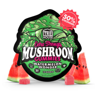 TRĒ House Extra-Strength Mushroom Gummies Watermelon Wonder flavor 10-count pouch with Neurotonin blend