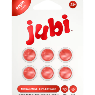 Jubi Apple Advanced Kratom Chewable Tablets Mitragynine 80% Extract 900mg 6 Count